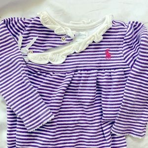 Polo girls 6m bodysuit purple and white 6m